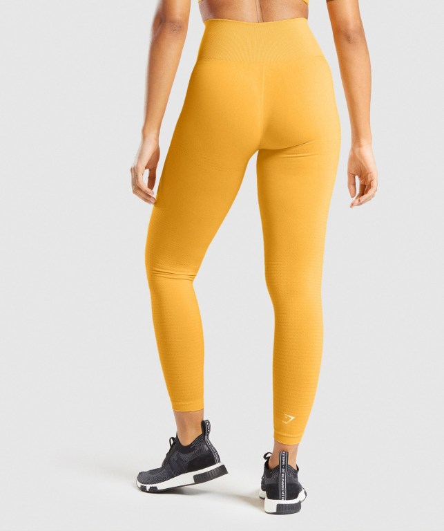 Gymshark Vital Seamless 2.0 High Waisted Tayt Kadın Sarı | 910-QKBURT