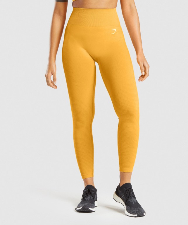 Gymshark Vital Seamless 2.0 High Waisted Tayt Kadın Sarı | 910-QKBURT