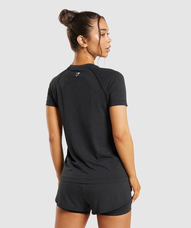 Gymshark Vital Seamless 2.0 Light Tişört Kadın Siyah | 612-ZVQFXC