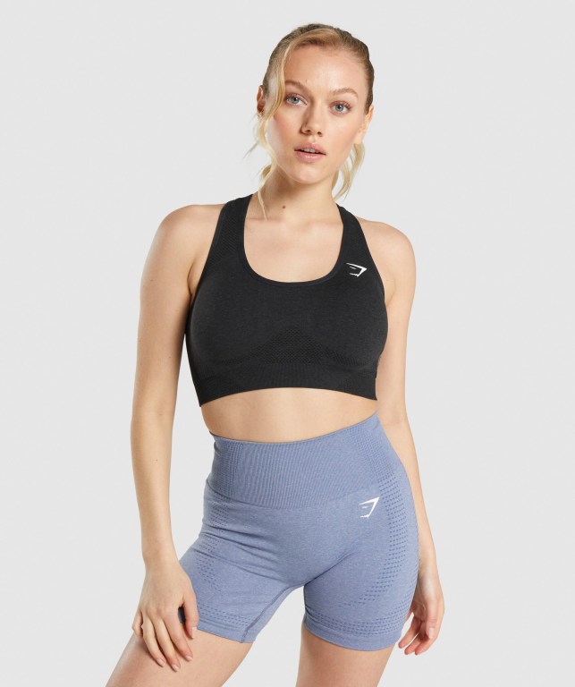 Gymshark Vital Seamless 2.0 Spor Sütyeni Kadın Siyah | 625-AKQMZV