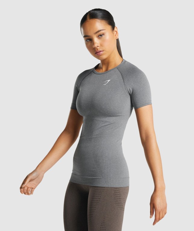 Gymshark Vital Seamless 2.0 Tişört Kadın Gri | 432-HUTXFS