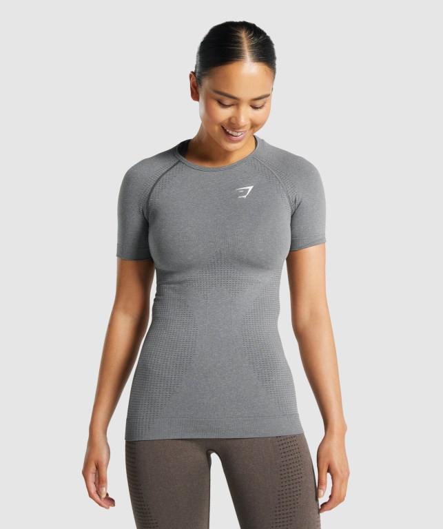 Gymshark Vital Seamless 2.0 Tişört Kadın Gri | 432-HUTXFS