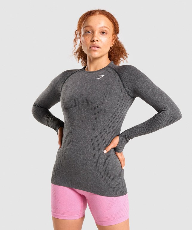 Gymshark Vital Seamless 2.0 Top Tişört Kadın Gri | 578-VSYNFM