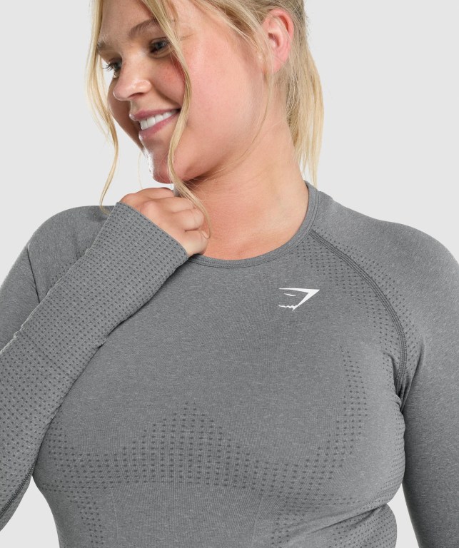 Gymshark Vital Seamless 2.0 Top Tişört Kadın Gri | 653-JQWMOU