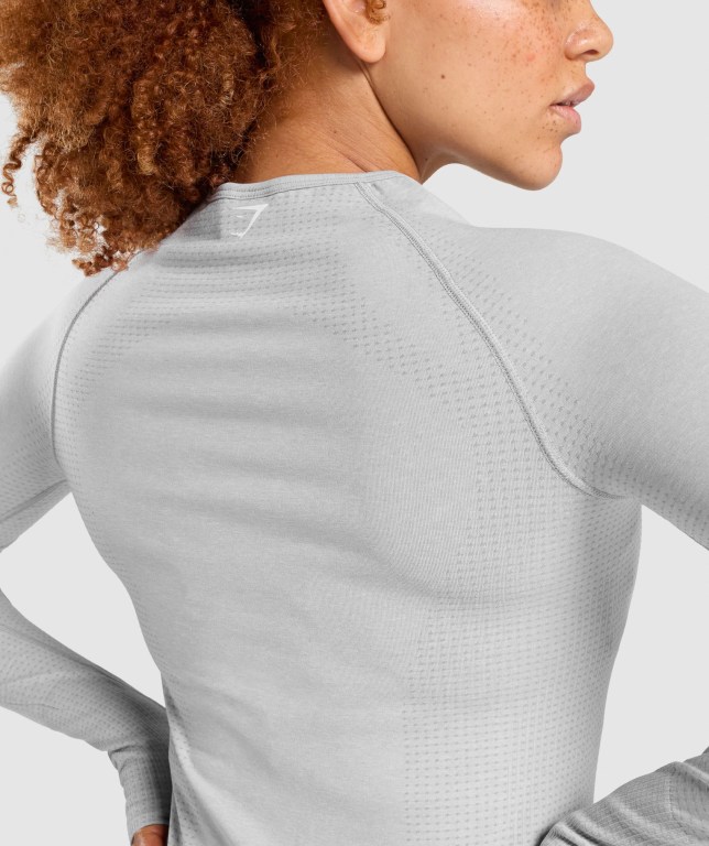 Gymshark Vital Seamless 2.0 Top Tişört Kadın Açık Gri | 697-NPXITG