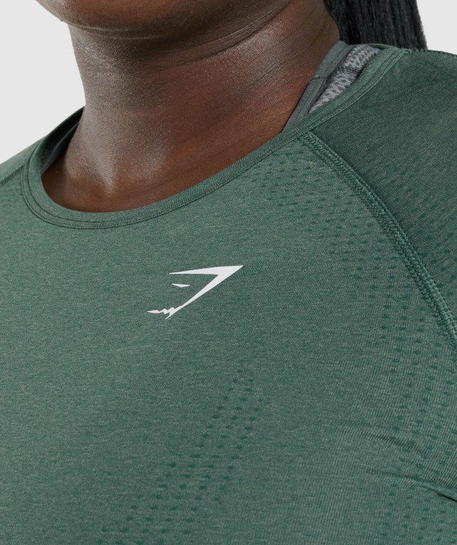 Gymshark Vital Seamless 2.0 Top Tişört Kadın Koyu Yeşil | 964-BYOEJA