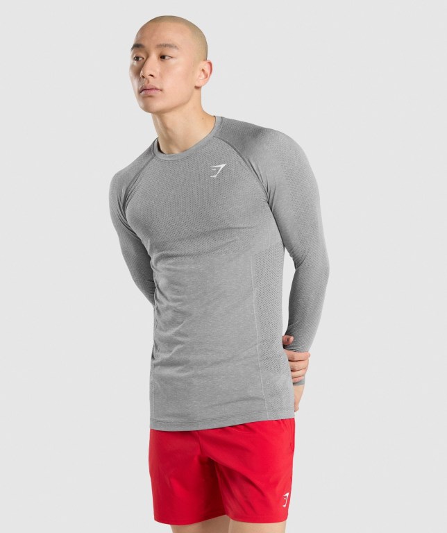 Gymshark Vital Seamless Tişört Erkek Gri | 741-ADRZTP