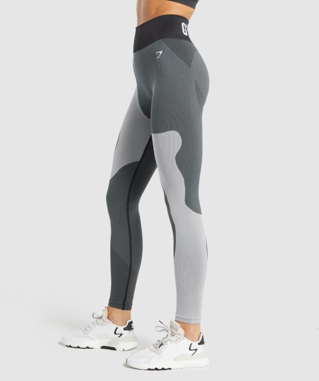 Gymshark WTFlex Seamless High Waisted Tayt Kadın Gri | 063-WIDMNO