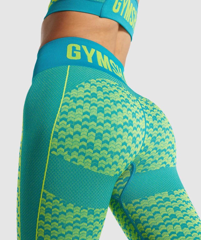 Gymshark WTFlex Seamless High Waisted Tayt Kadın Mavi | 852-ZFNVJM