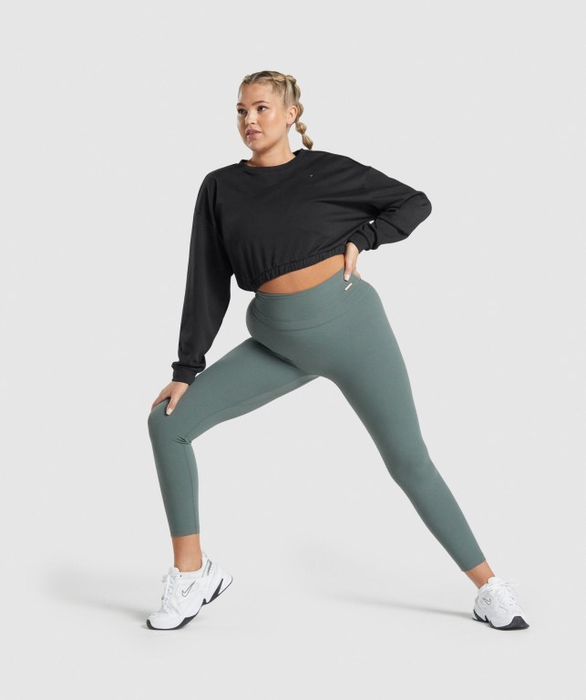 Gymshark Whitney Cropped Kapüşonlu Sweatshirt Kadın Siyah | 392-LTMDEU