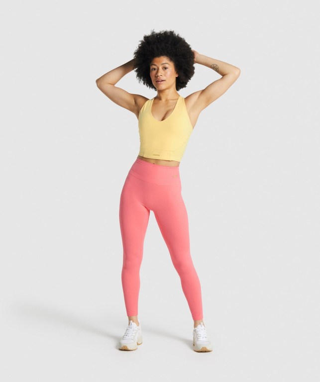 Gymshark Whitney High Rise High Waisted Tayt Kadın Pembe | 859-ZMHVNA