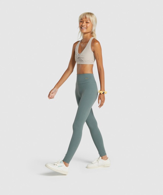 Gymshark Whitney High Rise High Waisted Tayt Kadın Yeşil | 890-VCSBWO