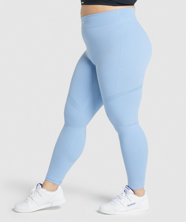 Gymshark Whitney Mesh High Waisted Tayt Kadın Mavi | 361-PQCSZW