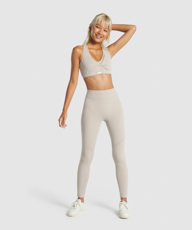 Gymshark Whitney Mesh High Waisted Tayt Kadın Beyaz | 703-WHOMNC