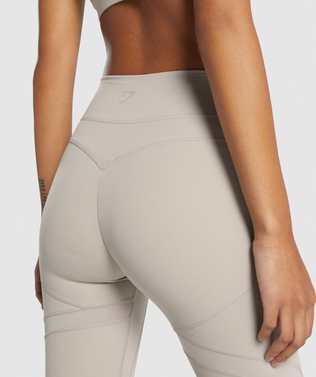 Gymshark Whitney Mesh High Waisted Tayt Kadın Beyaz | 703-WHOMNC