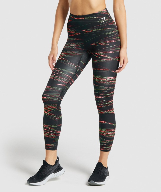 Gymshark Zone Graphic High Waisted Tayt Kadın Siyah | 862-VJFWRS